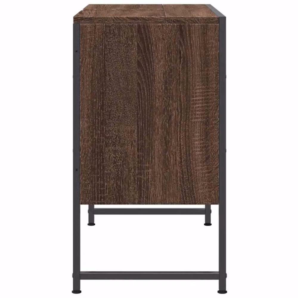 Berkfield Home Sturdy Bathroom Sink Cabinet in Brown Oak, W/D/H: 80 x 33 x 60 cm – 4