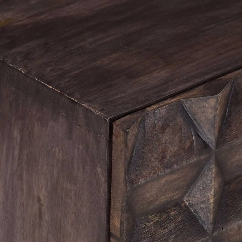 Berkfield Home Decorative Bed Cabinet in Black Solid Mango Wood, W: 40 cm, D: 30 cm, H: 50 cm – 2
