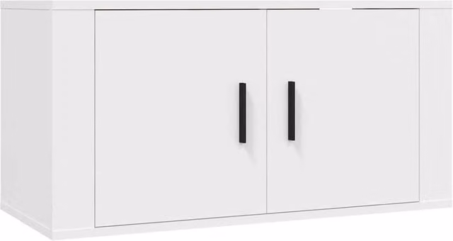 Berkfield Home Wall Mounted TV Cabinet in White, W/D/H: 80 x 34.5 x 40 cm – 1