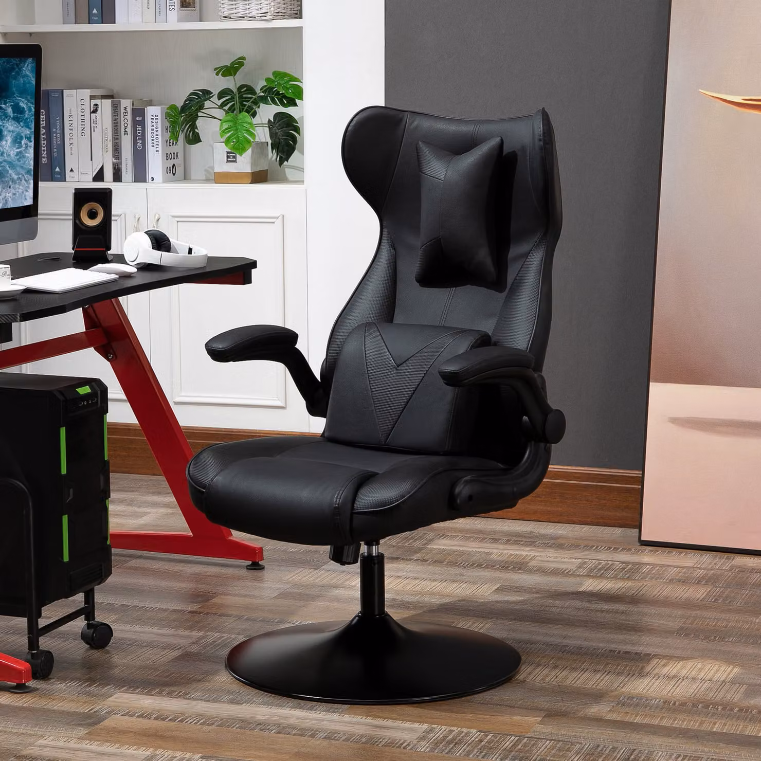 Vinsetto Black Synthetic Leather Video Game Chair with Headrest and Armrests – 8