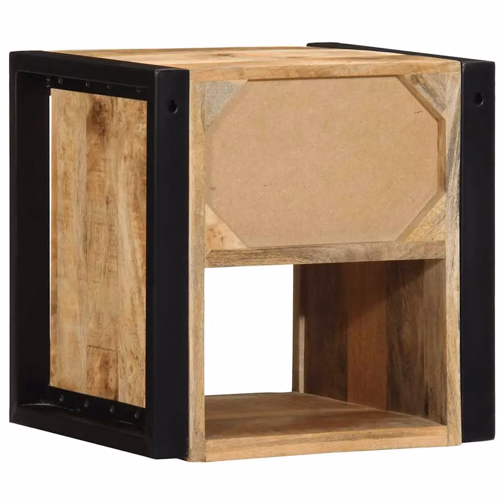 Berkfield Home Bedside Cabinet in Brown Solid Rough Mango Wood, W/D/H: 40 x 35 x 40 cm – 5