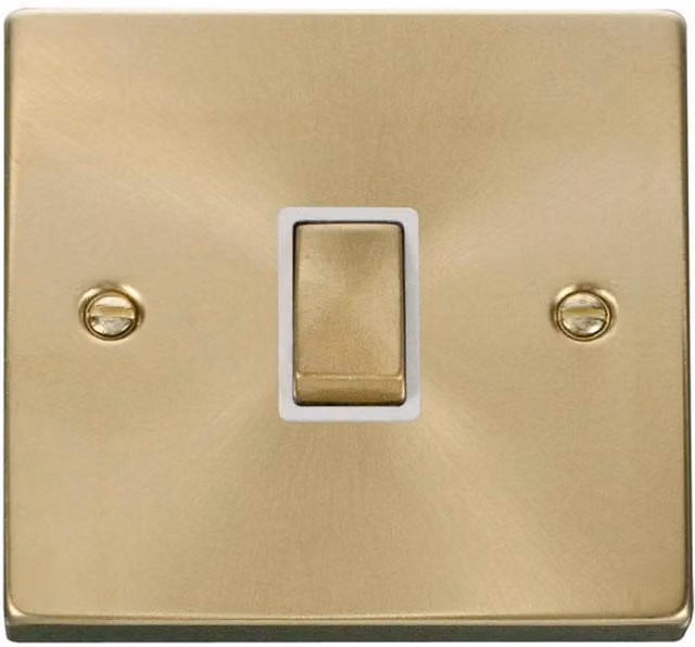 SE HOME Ingot 1 Gang 20A DP Surface Switch in White and Brushed Brass