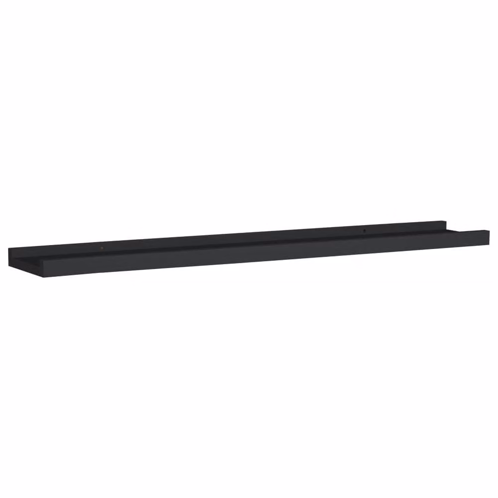 Berkfield Home Black MDF Picture Frame Ledge Shelves, 2 Pack, W: 80 cm, D: 9 cm, H: 3 cm – 3