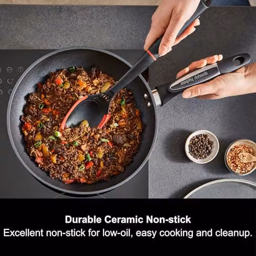 Morphy Richards Black Ceramica Lidded Frying Pan with Glass Lid, 28cm – 2