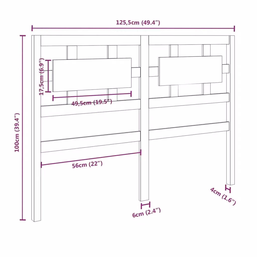 Berkfield Home Grey Rustic Solid Pine Wood Bed Headboard W: 125.5 cm, D: 4 cm, H: 100 cm – 3