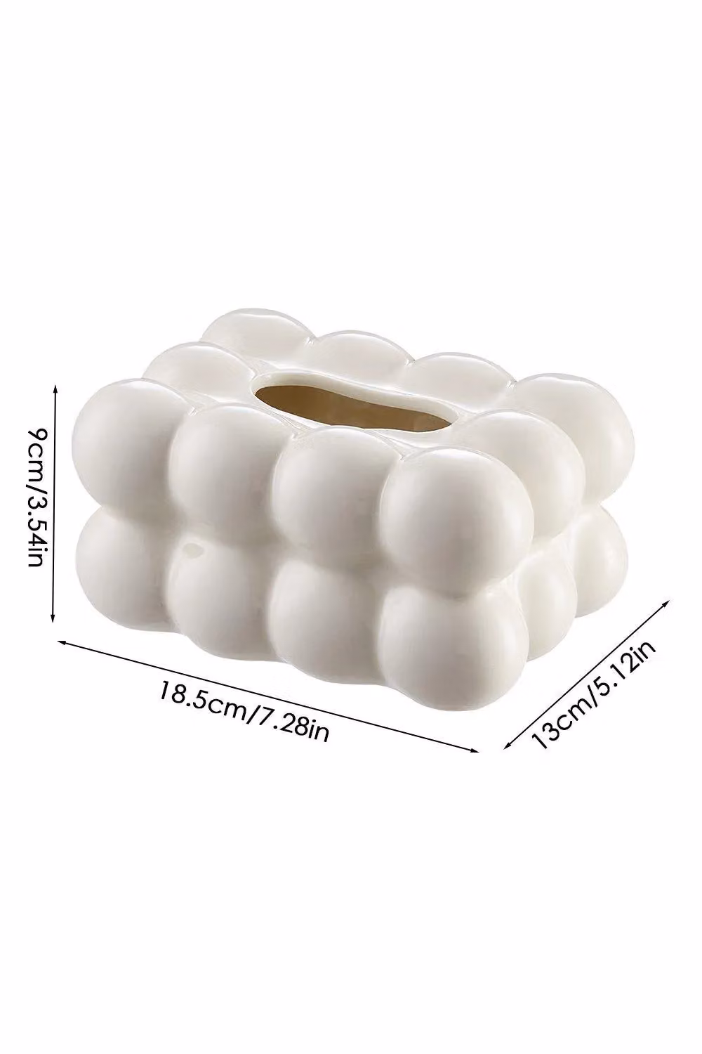 H&O Direct White Ceramic Minimalist Round Tissue Box Holder – 3