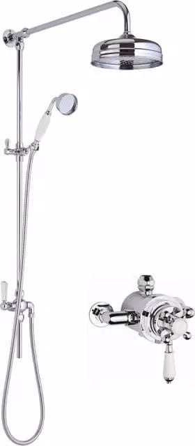 Balterley Traditional Dual Exposed Valve Rigid Riser Shower Set with Diverter in Chrome