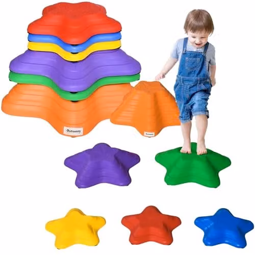 Outsunny 6-Piece Multicolour Plastic Balance Stepping Stones for Kids – 1