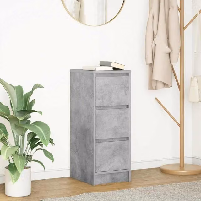 Berkfield Home Sideboard in Grey, W/D/H: 29.5 x 34 x 76 cm