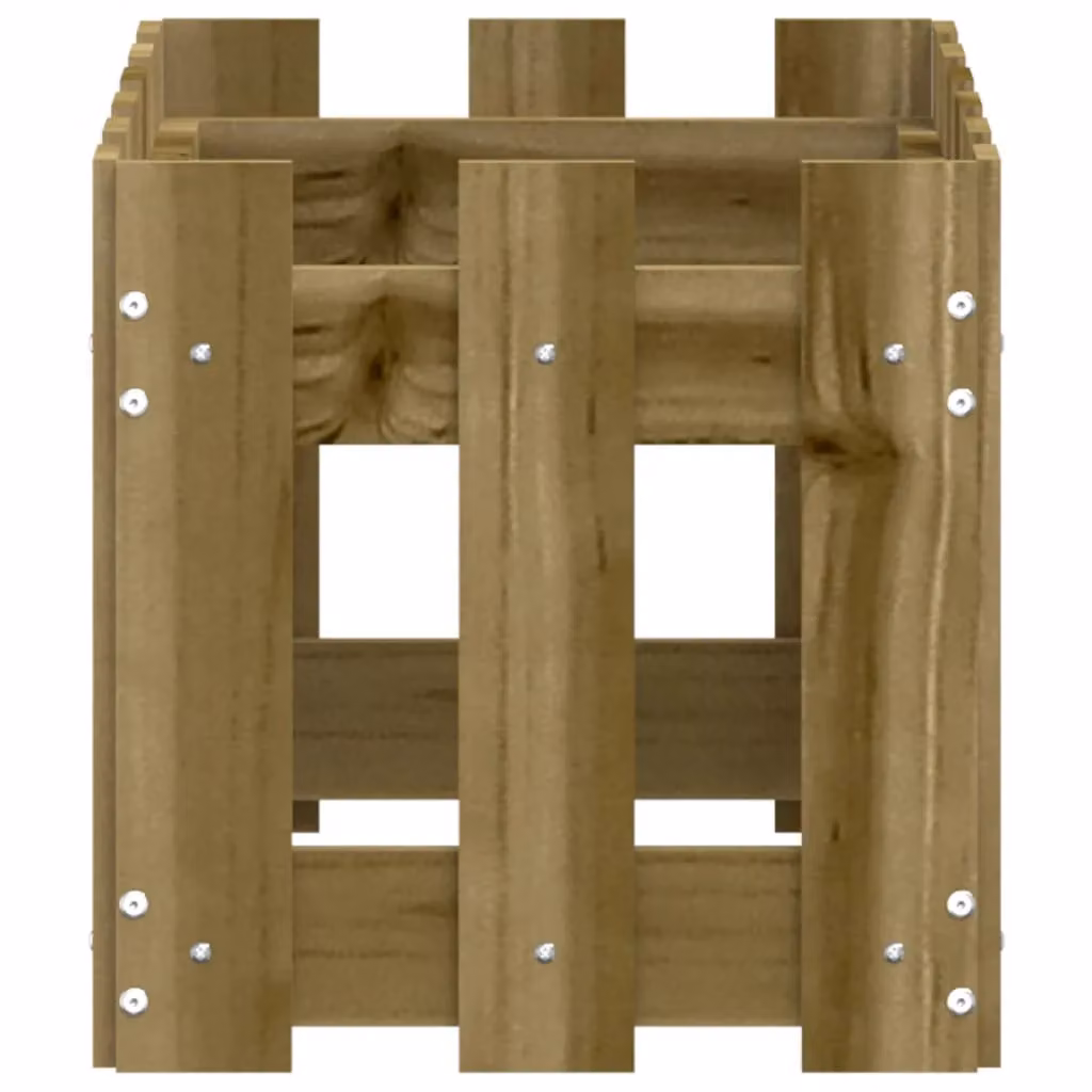 Berkfield Home Garden Planter with Fence Design in Brown, Impregnated Wood and Plastic, W: 60 cm, D: 30 cm, H: 30 cm – 3