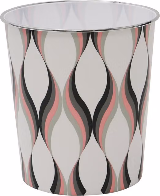 JVL Spiral Waste Paper Bin in White and Multicolour