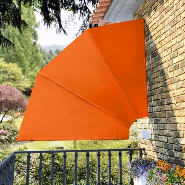Berkfield Home Collapsible Balcony Side Awning in Orange, W/D/H: 210 x 210 x 210 cm