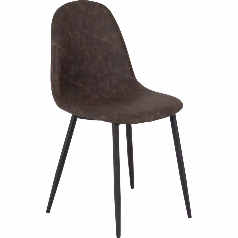 FORGEVIO Athens Set of 2 Brown Faux Leather Dining Chairs with Metal Legs – 2