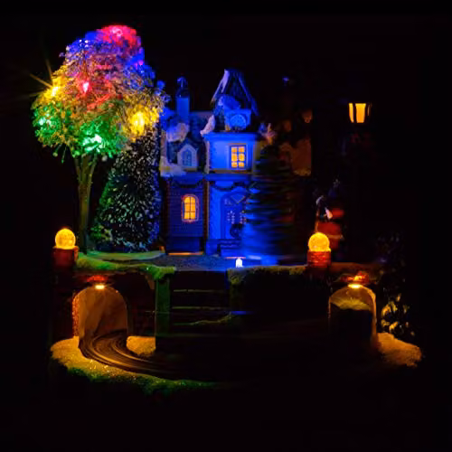 The Christmas Workshop 70840 Animated Musical Village Christmas Decoration with Multi-Coloured LED Lights and 8 Classic Christmas Songs, W/D/H: 24 x 20 x 20 cm – 4