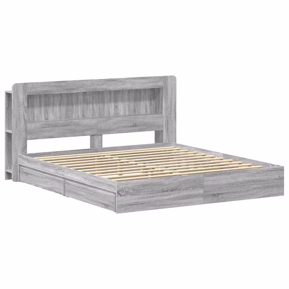 Berkfield Home Modern Bed Frame with Storage Drawers in Grey Sonoma, W/D/H: 200 x 200 cm – 2