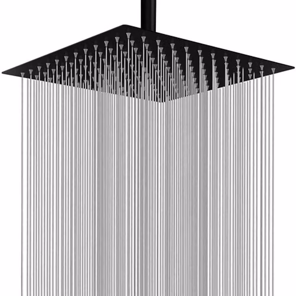 PAWNORA Large Square Stainless Steel Shower Head, Matt Black, Diameter: 25.4 cm – 2