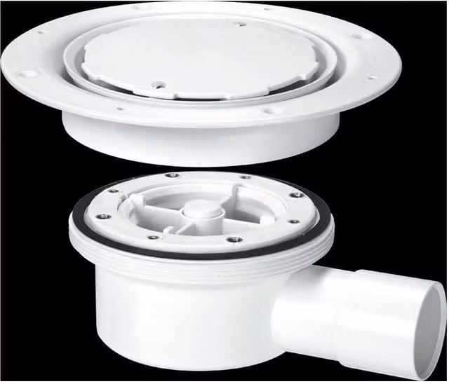 McAlpine VSG52WH Two-Piece White Plastic Round Valve Shower Gully with Clamp Ring – 1