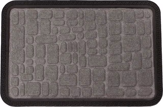 Roseley Grey Stone Design Rectangular Door Mat with Rubber Backing