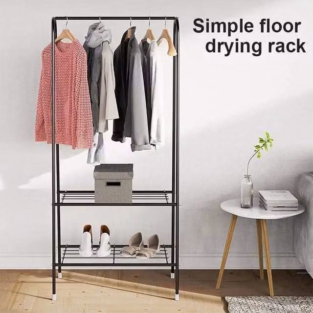 EONLION Metal Clothes Rail Hanging Rack and Garment Display Stand in Matt Black, W/D/H: 50 x 50 x 153 cm – 1