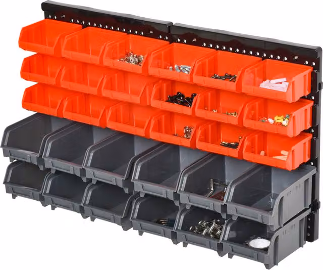 DURHAND 30 Cubbie Wall Mounted Plastic Tool Storage Board in Red and Grey