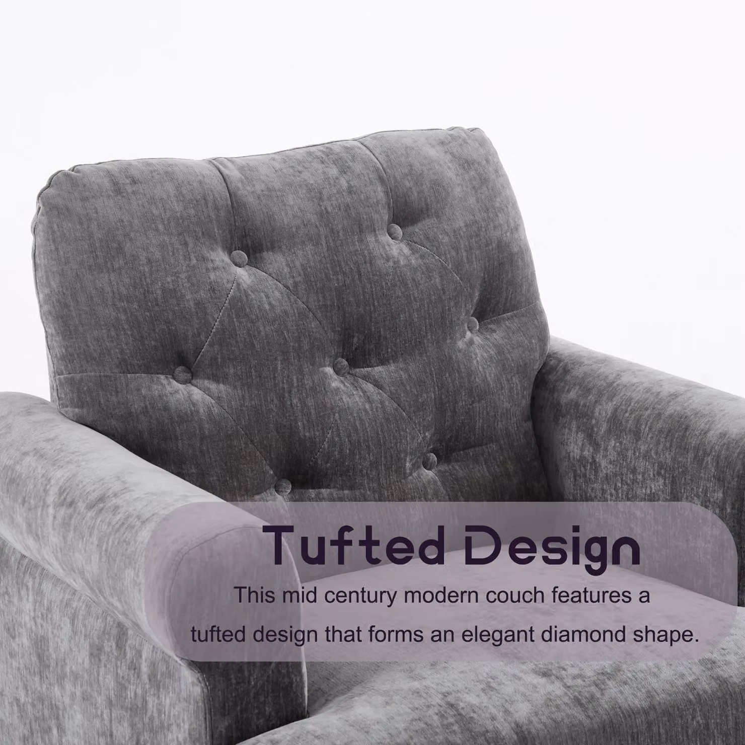 FURNITURE ONE Grey Velvet Upholstered Tub Armchair – 3