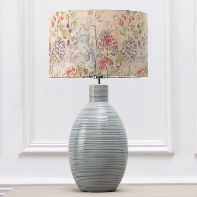 Voyage Maison Epona Ceramic Table Lamp with Hedgerow Eva Fabric Lampshade in Blue and Multicolour