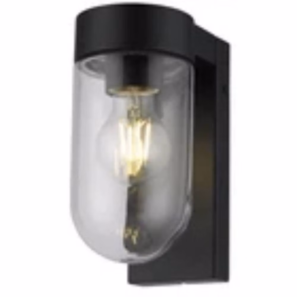 Havendro Set of 2 Modern Black LED Outdoor Wall Lights with Transparent Glass, IP44 Rated for Garden and Terrace – 2