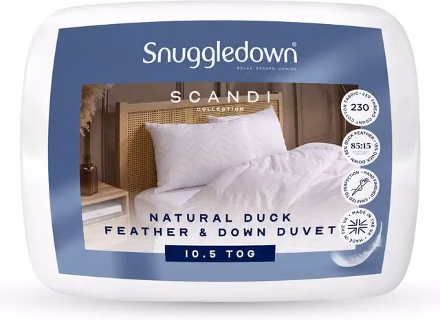 Snuggledown Duck Feather and Down All-Season Duvet, 10.5 Tog, White, W/D/H: 135 x 200 cm – 3