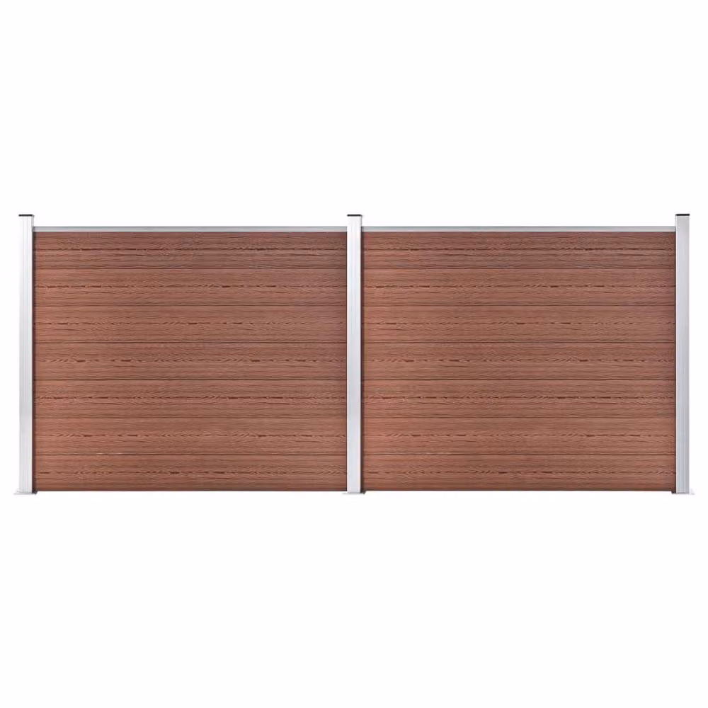 Berkfield Home Durable WPC Fence Panel Set, Brown, W: 353 cm, H: 146 cm – 2