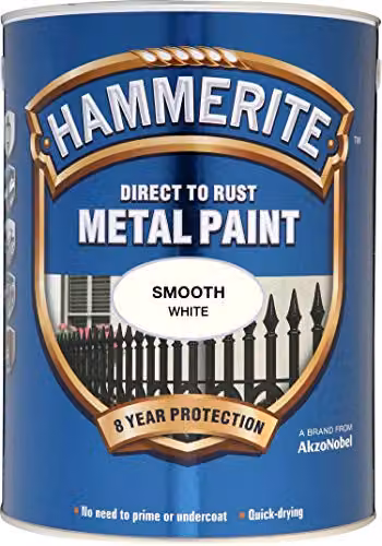 Hammerite Direct to Rust Metal Paint, White, 5 L