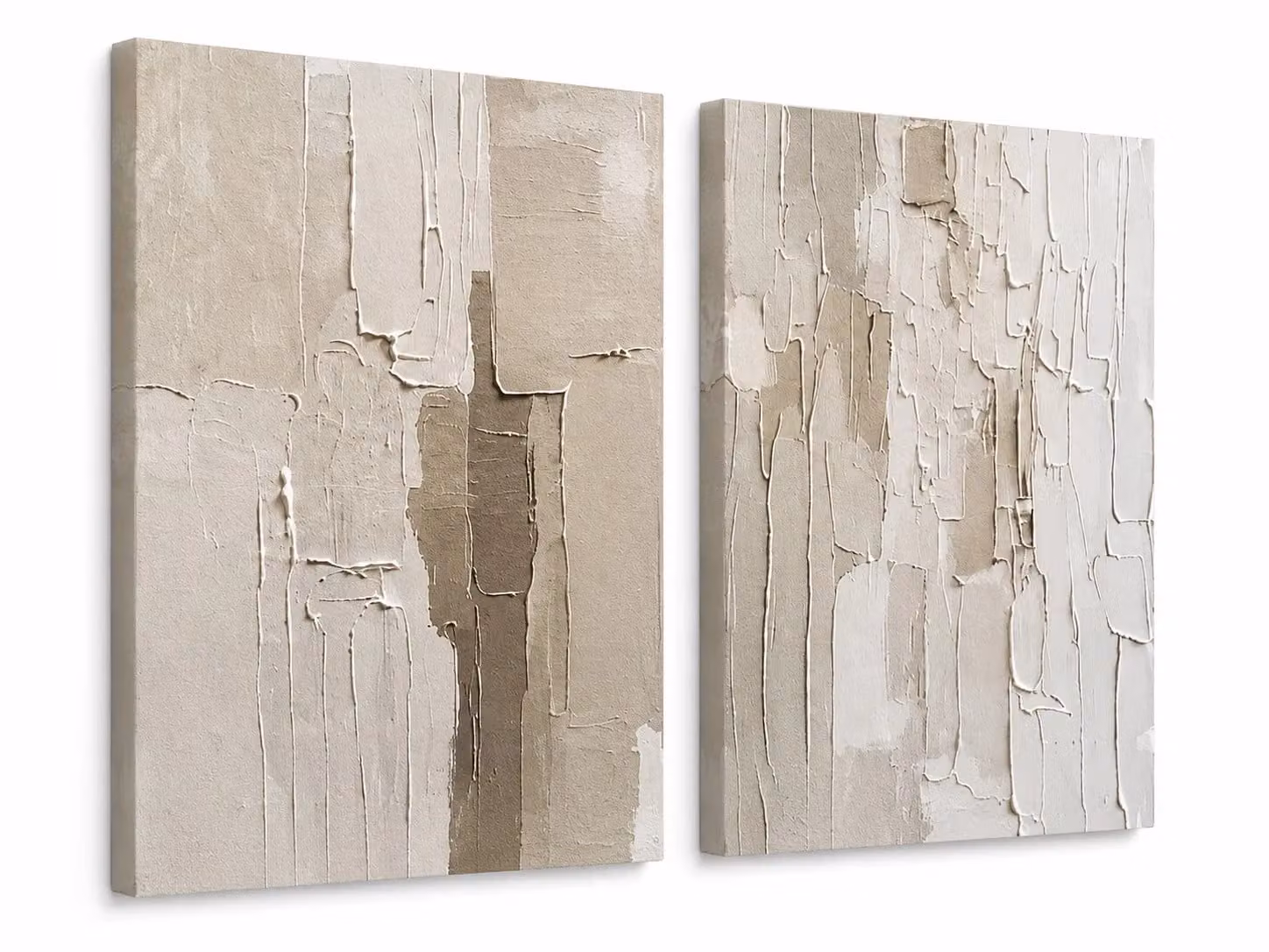 Mafett Set of 2 Beige Abstract Canvas Wall Art Prints, Modern Graphic Decor, W: 60.96 cm, H: 81.3 cm – 2