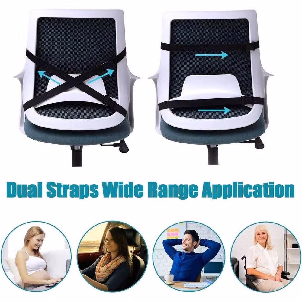 NESTLUNE Contoured Wedge Back Support Cushion for Car, Wheelchair or Office Chairs, Black, W: 120 cm, H: 135 cm – 3