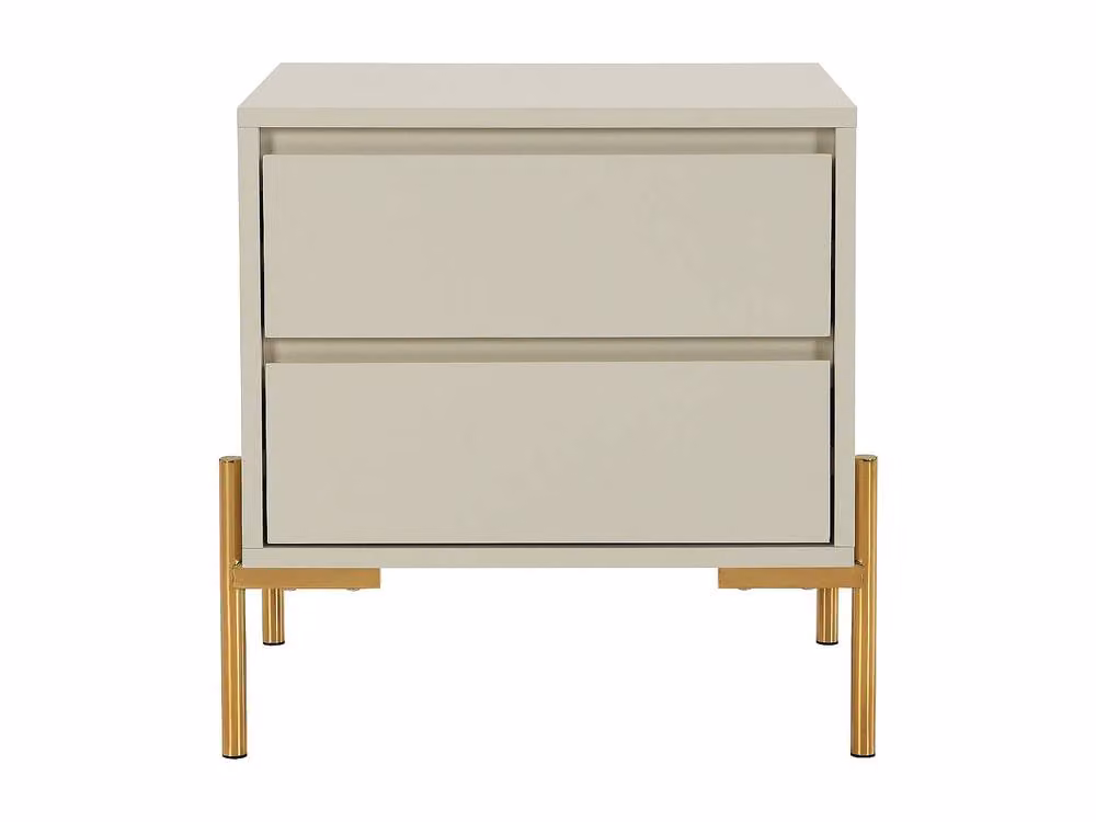 Vente-unique Korasa 2-Drawer Bedside Table in Beige and Gold with MDF and Metal Construction, W/D/H: 40 x 40 x 50 cm – 2