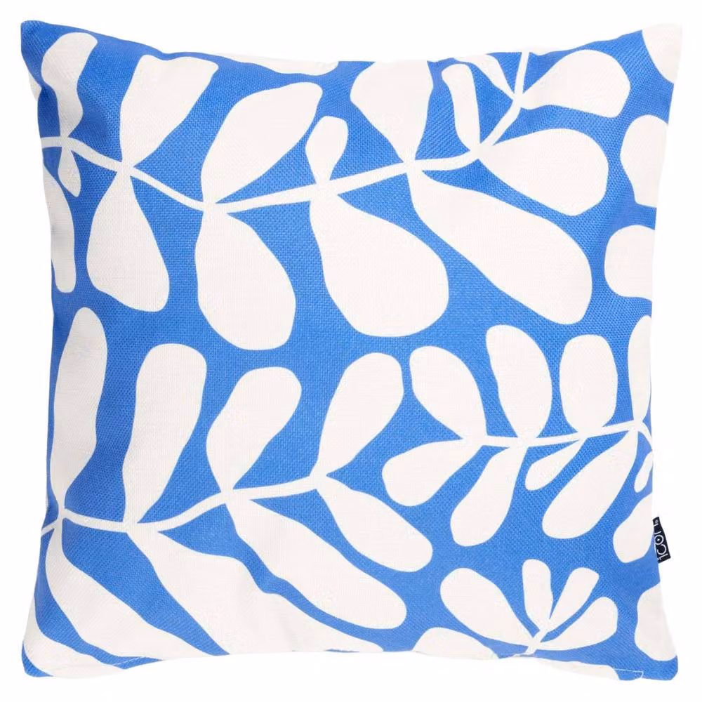 icon Kyoto Fabric Square Cushion, Abstract Leaf Blue, W/D/H: 43 x 43 x 43 cm – 2