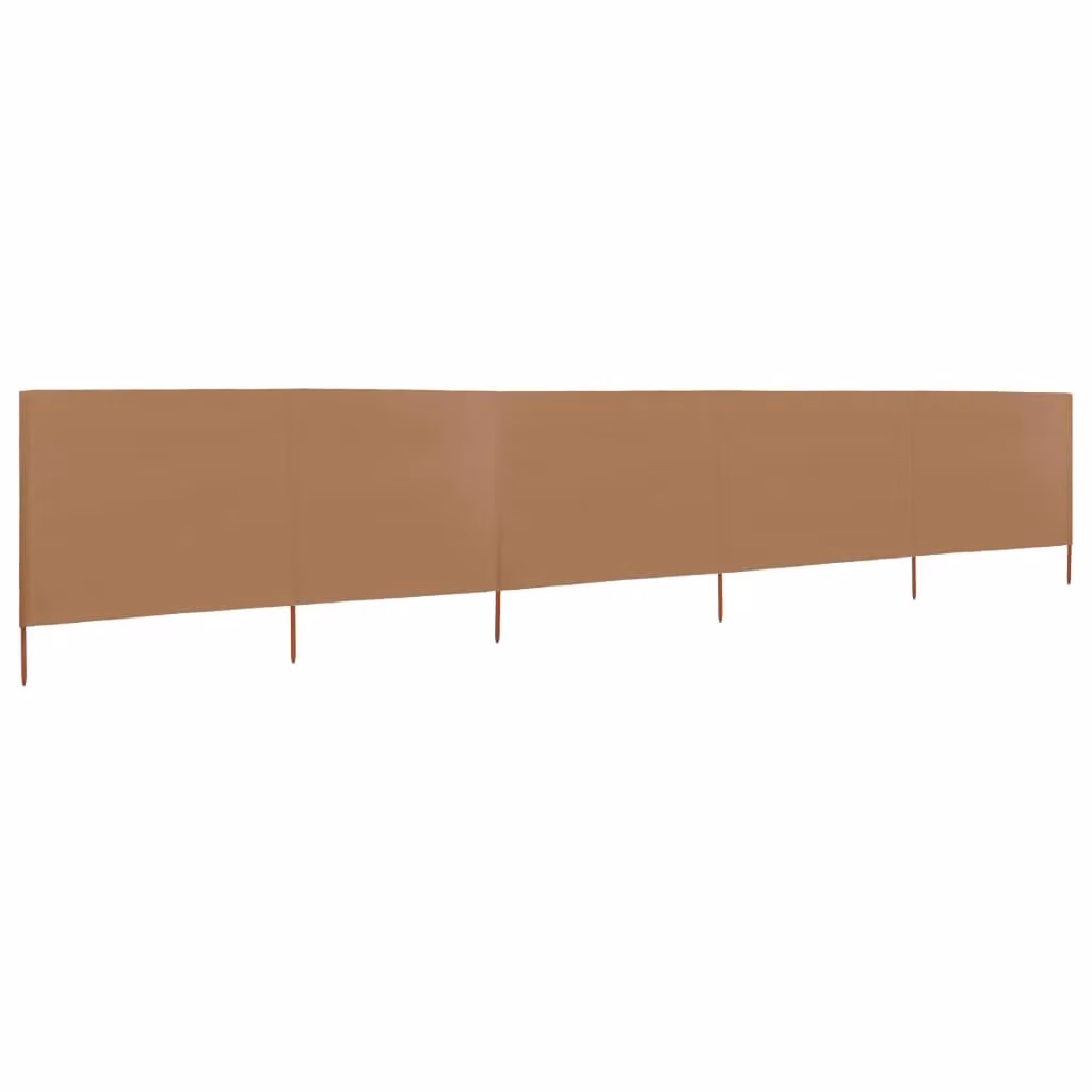 Berkfield Home 5-Panel Fabric Wind Screen, Beige, W: 600 cm, H: 120 cm – 2