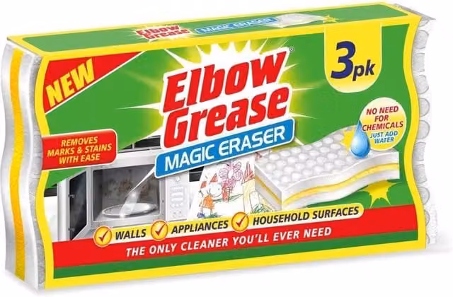 Elbow Grease White Sponge Scourers, Pack of 3