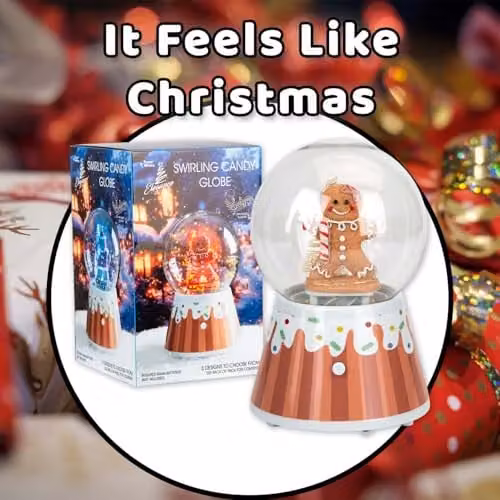 VFM e-Store Christmas Gingerbread Man Light Up Snow Globe Blower in Brown and Multicolour, W/D/H: 18 x 12 x 12 cm – 6