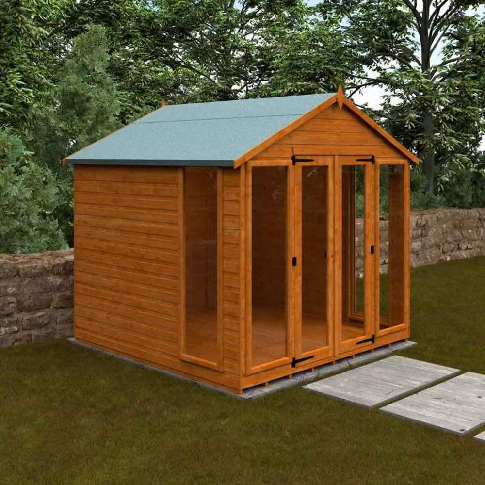 Buttercup Farm Contemporary Summerhouse 12mm Wood Shed in Burnt Orange, W: 235 cm, D: 235 cm, H: 243.7 cm – 2