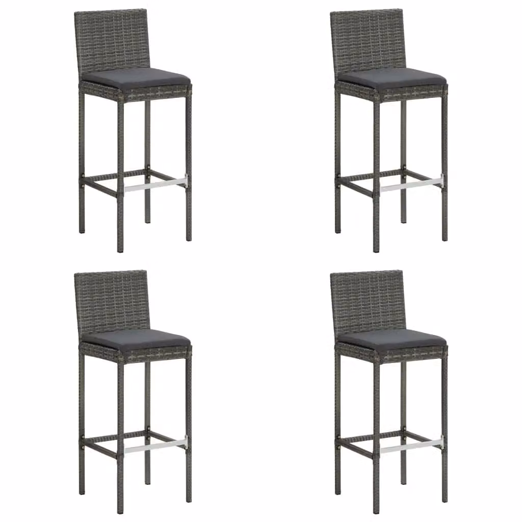 Berkfield Home 5 Piece Grey Poly Rattan Garden Bar Set with Cushions – 2