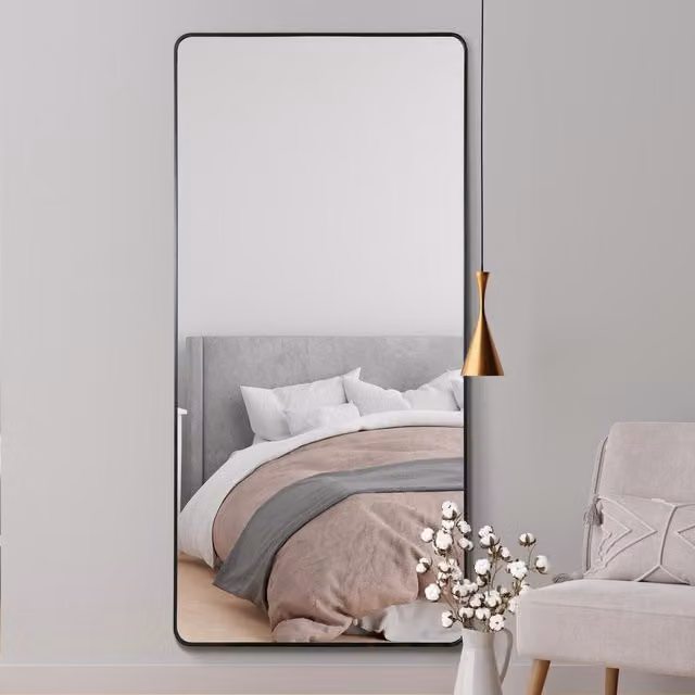 MirrorOutlet Angulis Black Curved Hanging Mirror