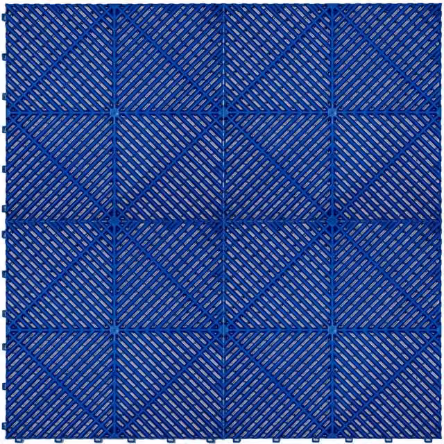 Monster Shop Blue Vented Modular Interlocking Plastic Floor Tiles for Garage or Showroom