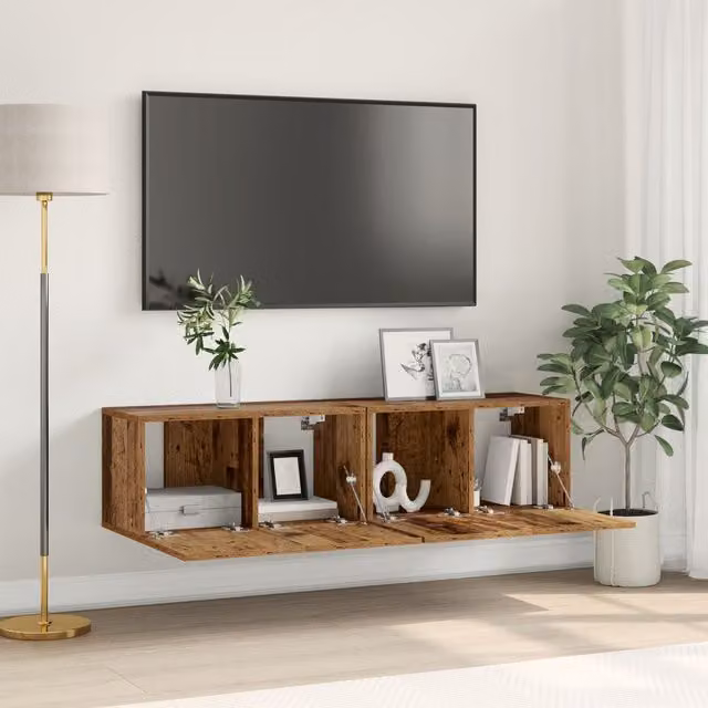 Berkfield Home Rustic Reclaimed Solid Wood TV Cabinet Set in Brown and Multicolour – 1