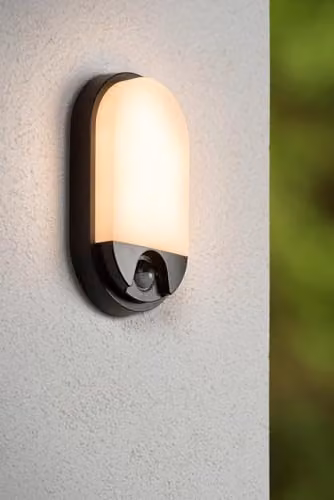 Lucide HUPS IR LED Outdoor Wall Light, Black, with Motion and Dusk Sensors, 3000K Warm White, IP54 – 2