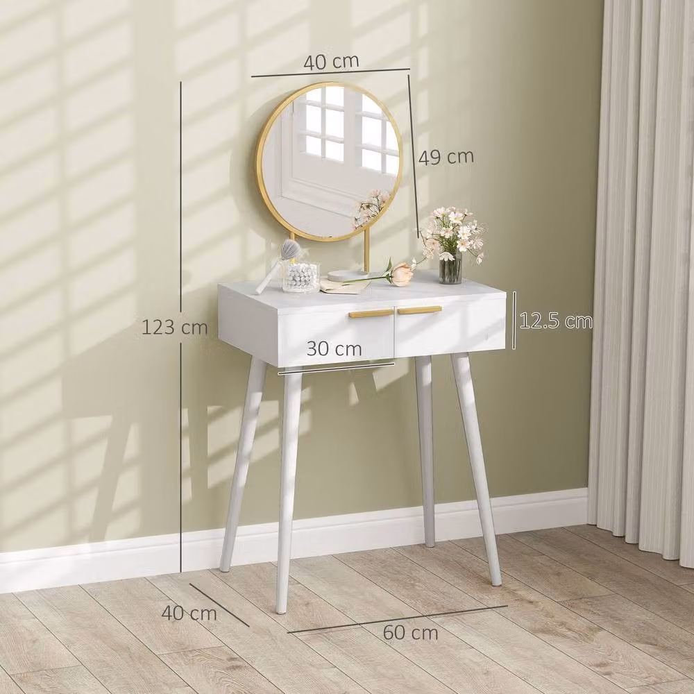 ERGOVEXA Elegant Modern Dressing Table in White, W/D/H: 60 x 40 x 123 cm – 2