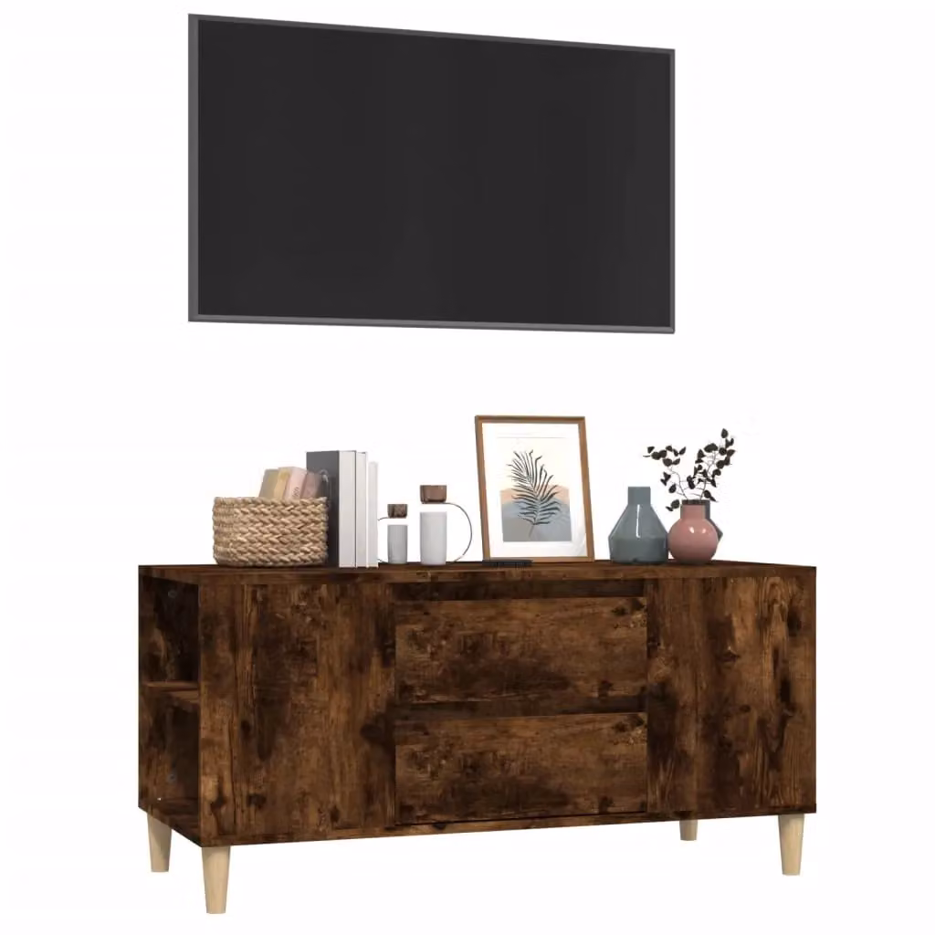 Berkfield Home Smoked Oak TV Cabinet in Brown, W/D/H: 102 x 44.5 x 50 cm – 3