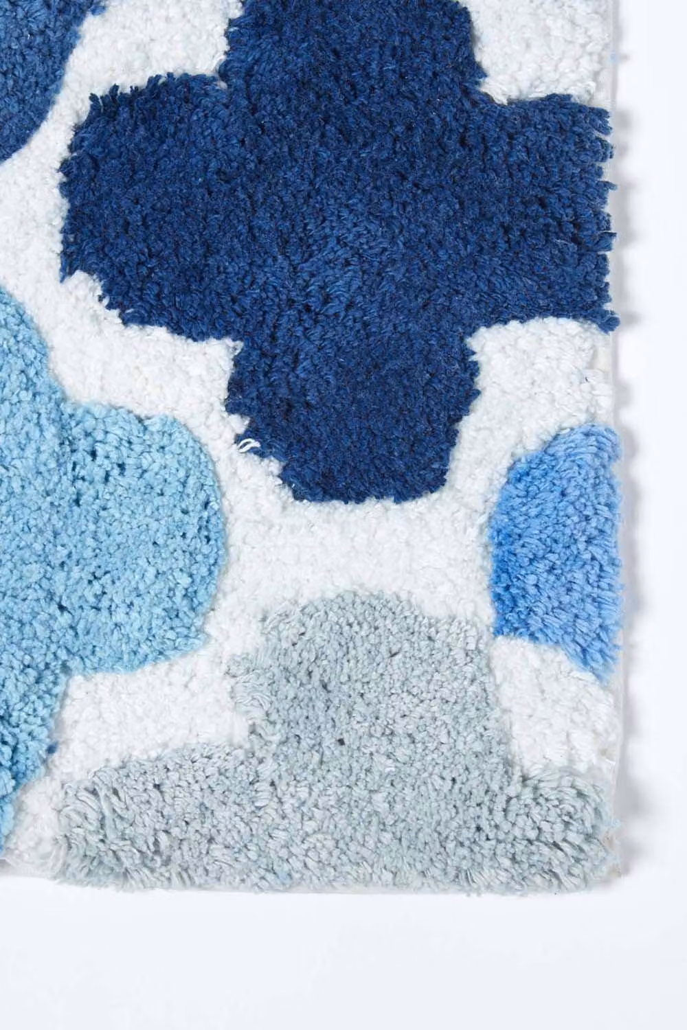 Homescapes Salcombe Geometric Pattern Cotton Bath Mat, Blue, Grey and White, W/D/H: 80 x 50 cm – 2
