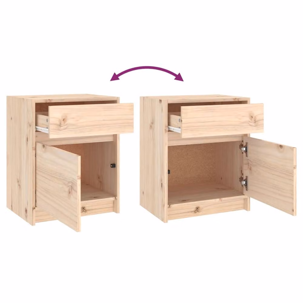 Berkfield Home Beautiful Bedside Cabinets, 2 Piece Set in Light Tan Solid Pinewood, W/D/H: 40 x 31 x 50 cm – 2