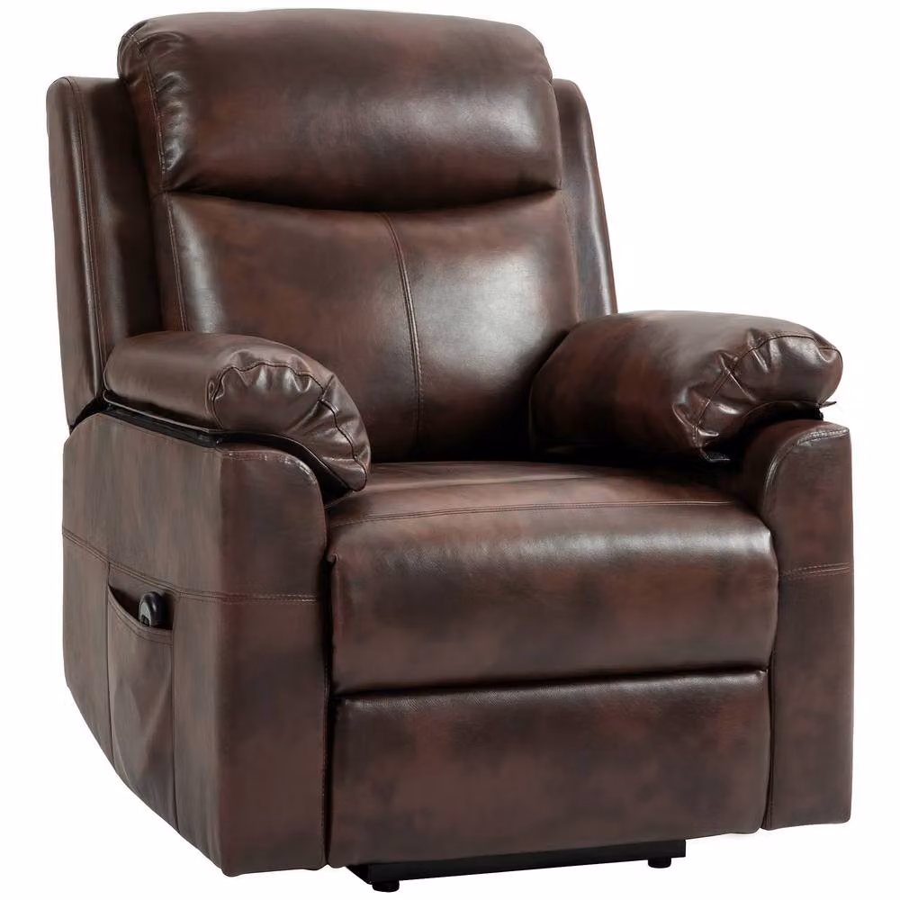 STILVORA Brown Faux Leather Recliner Chair with Electric Lift Assist – 4
