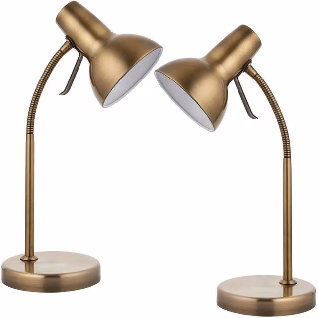 Loops 2 Pack Adjustable Neck USB Metal Desk Lamp in Satin Nickel