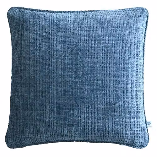Appletree Petrol Blue Chenille Square Cushion with Removable Cover, W/D/H: 43 x 43 x 43 cm